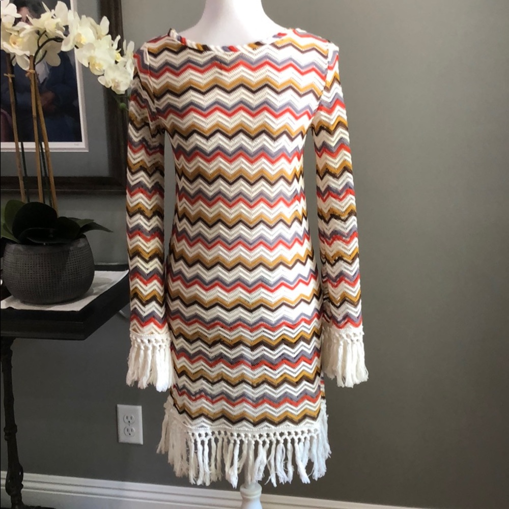 Anthro Black Sheep Crochet Fringe Tunic Dress SM - Picture 7 of 8